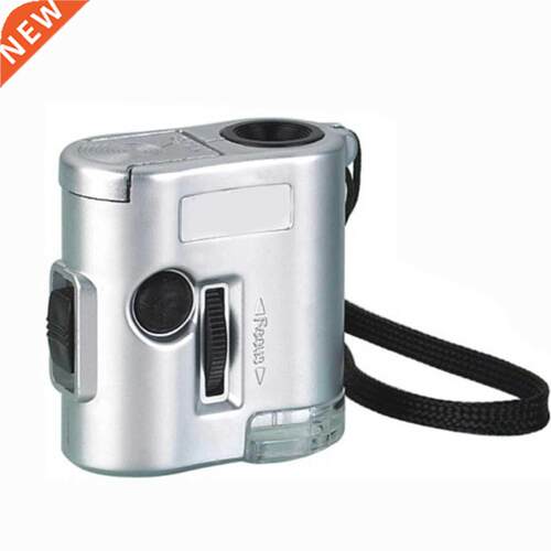 Mini 60X Pocket Microscope Jewelry Magnifier Loupe Glass LED