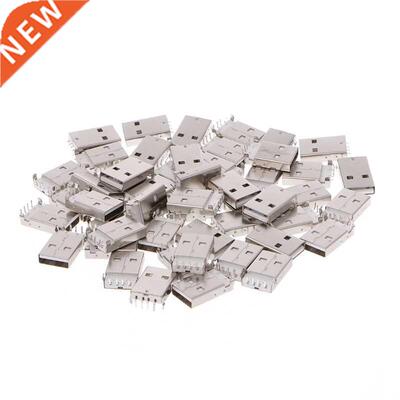 50 Pcs USB Type A 4 Pin Male Socket Connector For PCB Mount