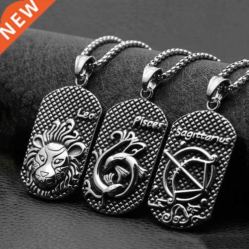 Fashion tide brand twelve constellation necklace male retro