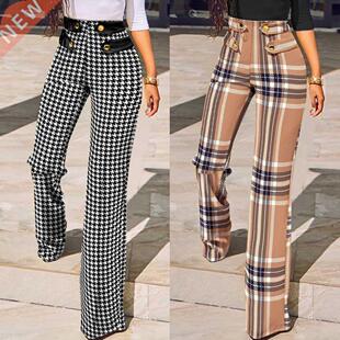 Leg Buttoned 2022 Wide High Waist Tailored Woen Pants Sprin