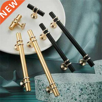 Modern Zinc Alloy Black Gold Door Handles Kitchen Cabinet