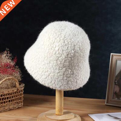 2021 NEW women's winter Bucket hat Felt Lamb wool fo