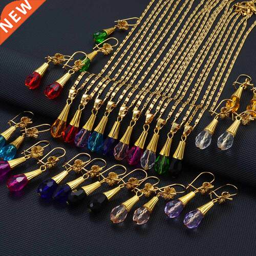 Annyo Hawaan Flower Jewelry sets Colored Crystal Pendant