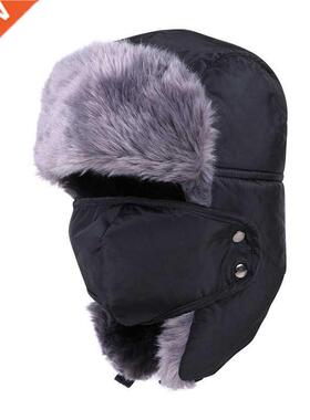 Winter Warm Earflap Bomber Hats Caps Scarf Men Women Russian