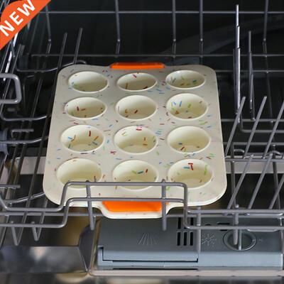 12 Grids Muffin Baking Tray Anti-deformation Silicone Dishwa