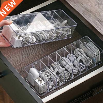 Cable Storage Box Transparent Plastic Data Line Storage Cont