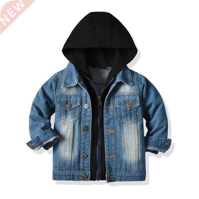 top and top Stylish Kids Boys Girls Denim Hooded Jackets Cas