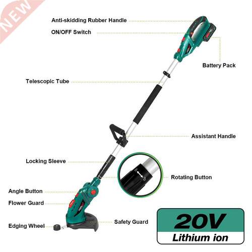 Electric Hedge Trimmer 20V Cordless Pruning Shears Grass Tri
