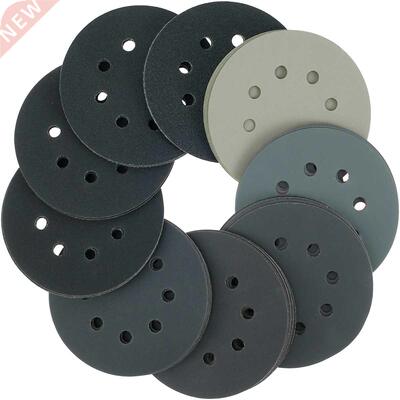 54Pcs 5Inch 125mm Round Sandpaper Eight Hole Sanding Disk Se