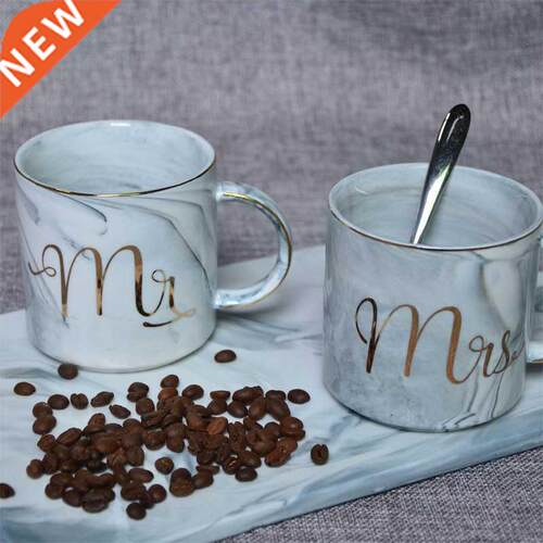 Ceramc Mug Marble Pattern Mr Mrs Prnted Couple Cup