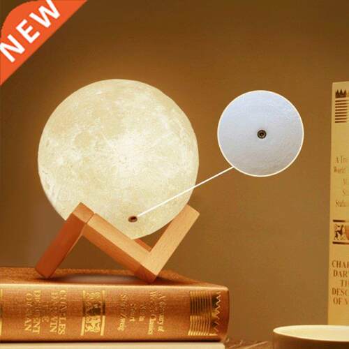 3D Magcal LED Luna Nght Lght Moon Lamp Desk USB Chargng