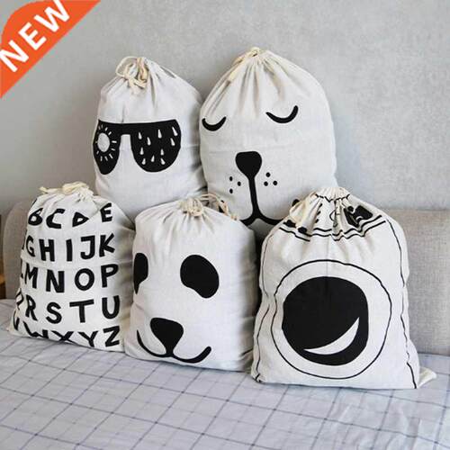 Animal Stripe Pattern Cotton Laundry Bag Toy Home Storage B
