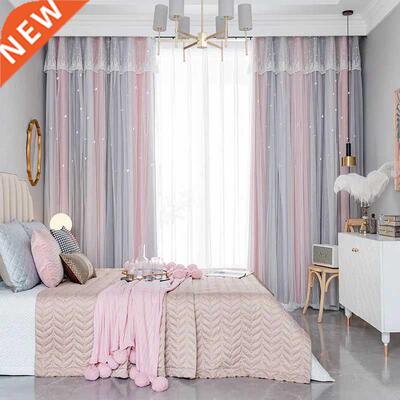 MIDSUM Roman Curtains Tulle For Living Room Shiny Stars Holl