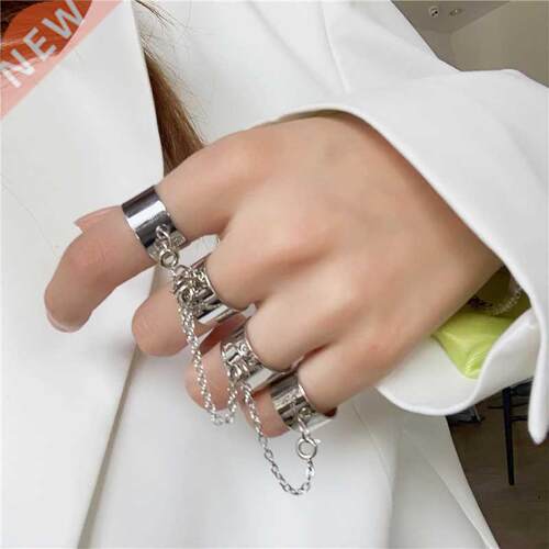LATS Punk Cool Hip Pop Rings Multi-layer Adjustable Chain Fo