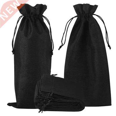 10Pcs Jute Burlap Wine Bags Drawstring, Hessian Cloth