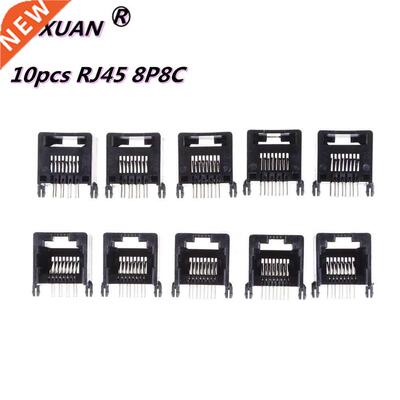 10pcs RJ45 8P8C Black Computer Internet Network PCB Jack Soc
