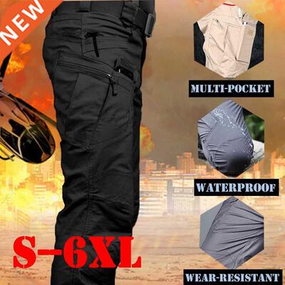 Men's Tactical Cargo Pants Elastic Multi Pocket Outdoor Casu