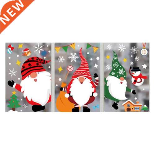 3Pcs Christmas Window Glass Electrostatic Sticker Santa