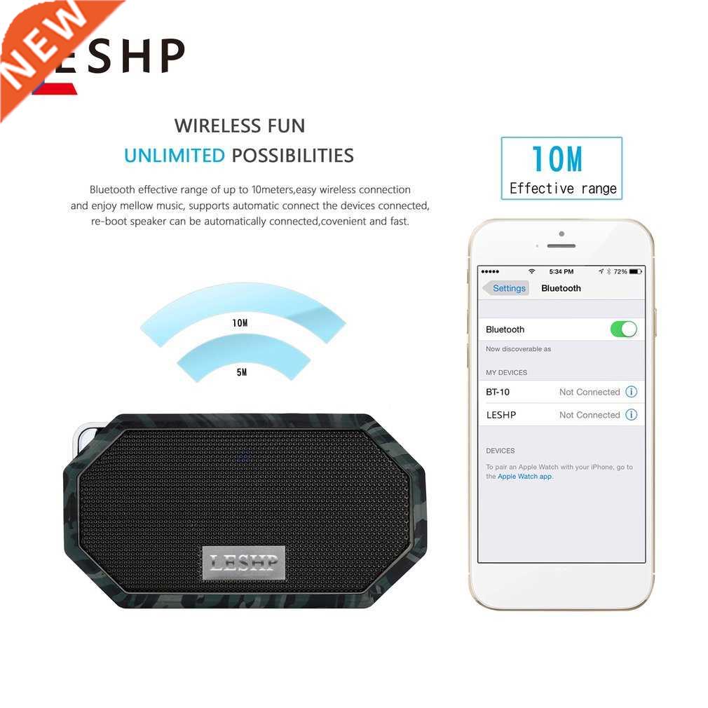 LESHP Portable Mini Waterproof IP66 Shockproof Wireless