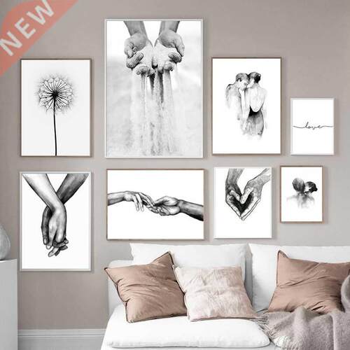 Black and White Abstract Hand Figure Painting Sweet Picture