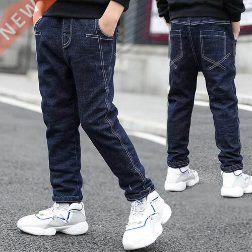 IENENS 5-13Y Young Boy's Slim Jeans Solid Color Trousers Bo