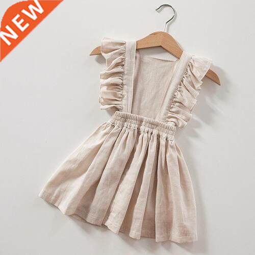 Toddler Kids Baby Girl Cotton Linen Sleeveless Solid Color P
