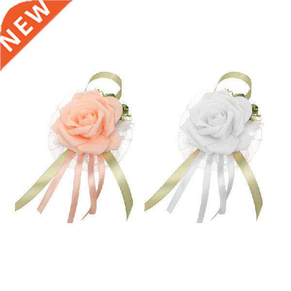 Wedding Bride Artificial Rose Flower Wrist Corsage Party - 实物图