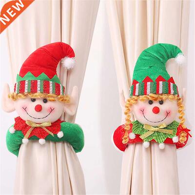 Christmas Window Curtain Tiebacks Cute Elf Doll Hook for