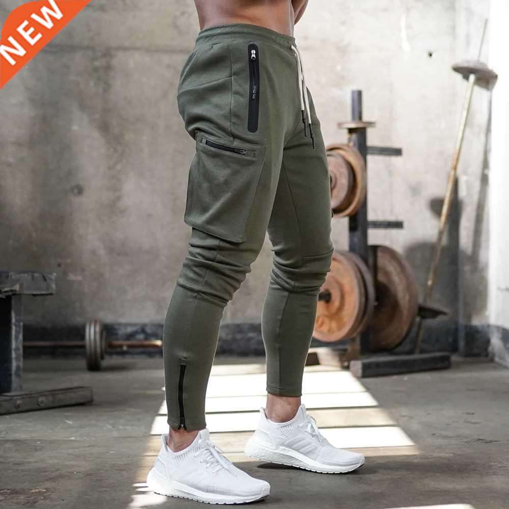 Joggers Sweatpants Men Casual Skinny Pants Multi-pocket Trou