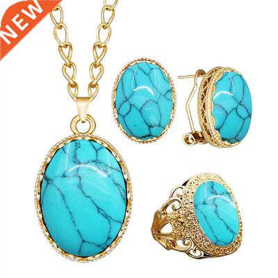 5 Colors Synthetc Turquoses Necklace Earrng Rng Jewelry