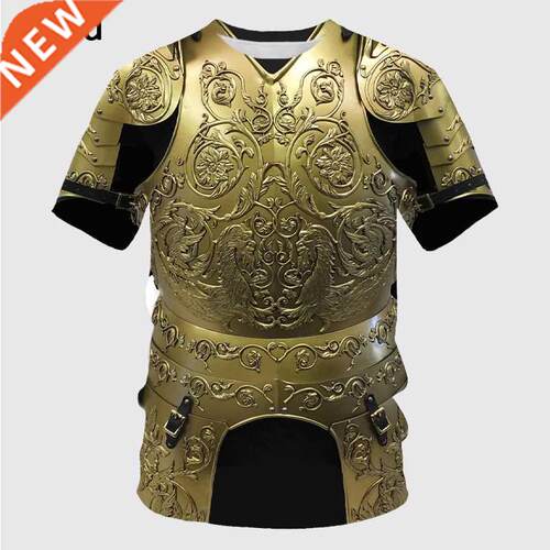 New Medieval Armor 3D Print T Shirt Men's Casual Funny Round
