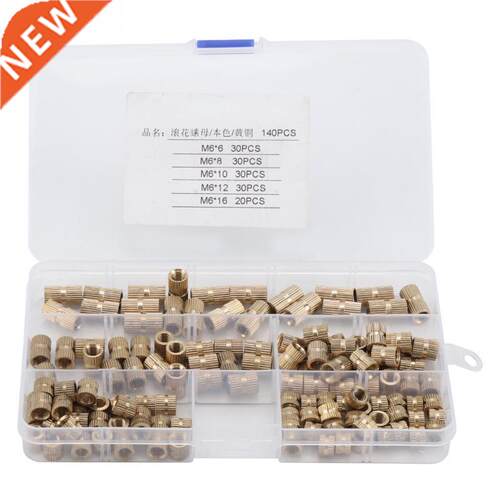 140pcs M6 Nuts Cylinder Knurled Threaded Round Insert Embedd