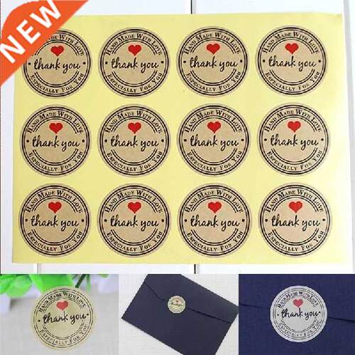 Thank You Red Love Self-adhesive Stickers Kraft Label Thank