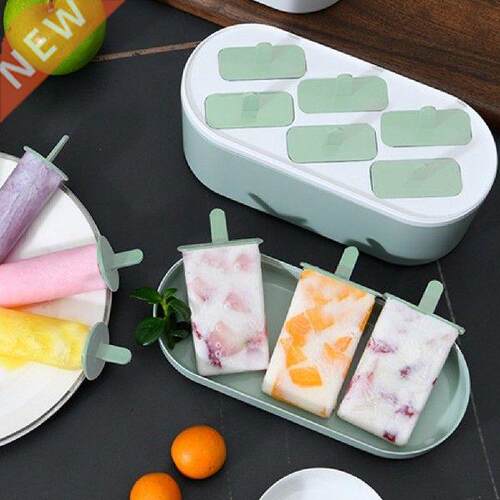 6 Cell Popsicle Mold Ice Cream Mold Box Silicone Popsicle