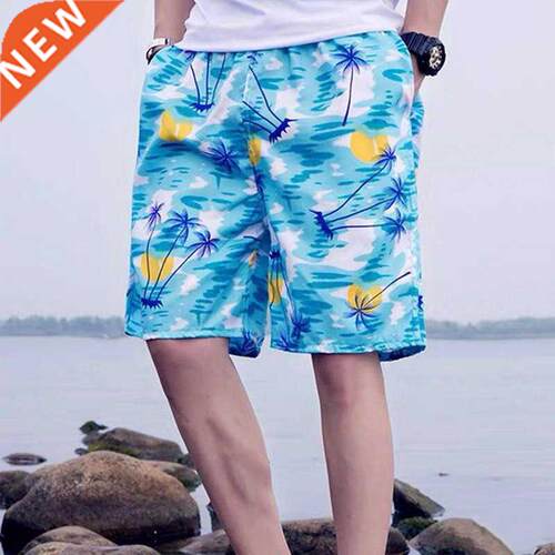 Casual men's shorts with 3D beach coconut e print, fashionab