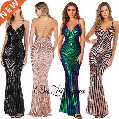 BAZIIINGAAA Beach Evening Dresses Long Woman Gown 2021 Sequi