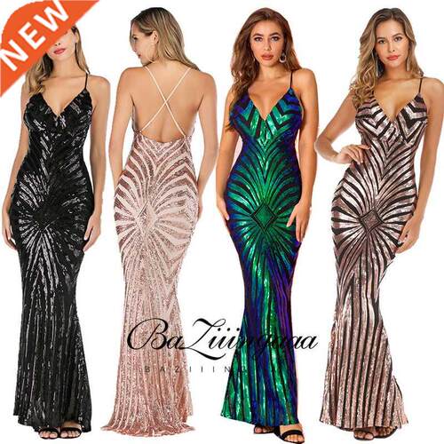 BAZIIINGAAA Beach Evening Dresses Long Woman Gown 2021 Sequi
