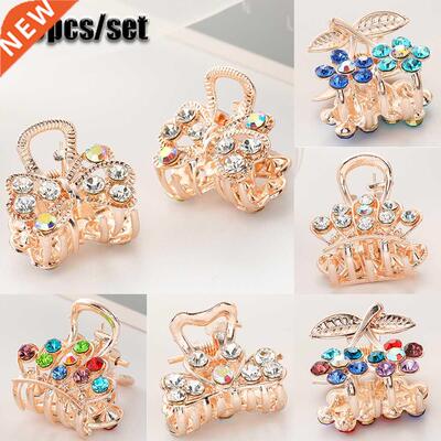Set of 10pcs Bowknot Design Metal Mini Jaw Clip With Rhinest