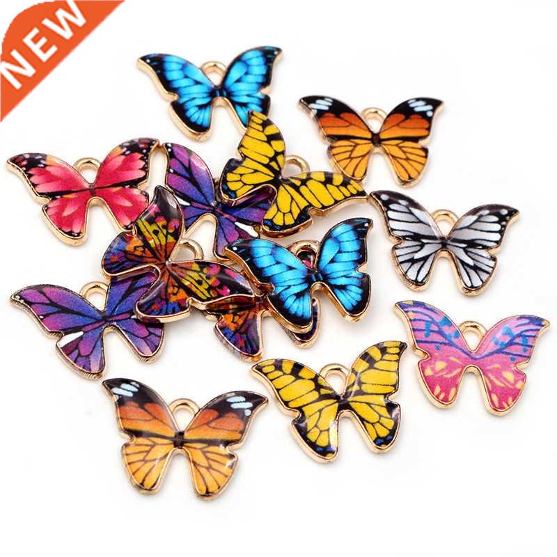 10pcs/lot 21x15mm Colorful Butterfly Charms Pendant Enamel M