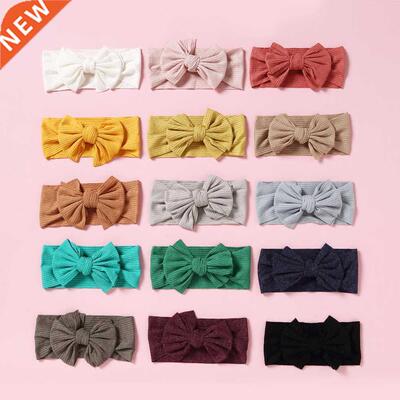 1pcs Solid Color Bowknot Baby Headband Elastic Turban Hairba