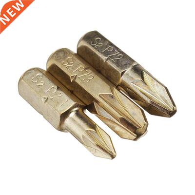 3pcs 25mm Pozi Bits 1/4 Inch Hex Shank Electroplating Bronze