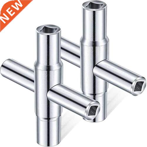2 Pieces 4-Way Sillcock Key Steel Sillcock Wrench Silver Wat