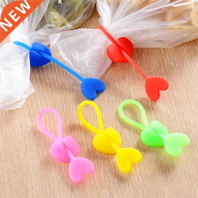 5Pcs/Lot Silicone Sealing Clips Heart Shape Wire Cable Tie E