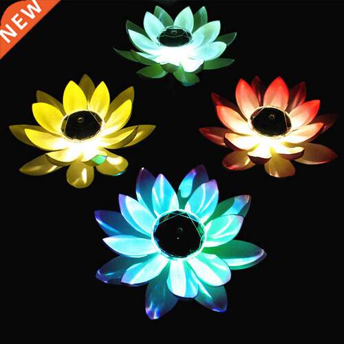 Solar Powered LED Flower Light Artificial Lotus Shape Floati