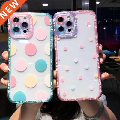 Colorful Cute Wave Poin Clear Phone Case For iPhone 1 Pro M