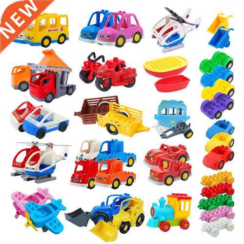 Trailer Car model Airplane Big Building Blocks Vehicle Acces