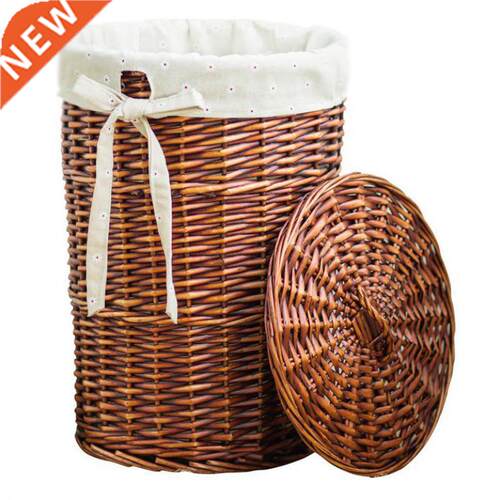 Clothes storage basket hamper laundry barrel rattan large