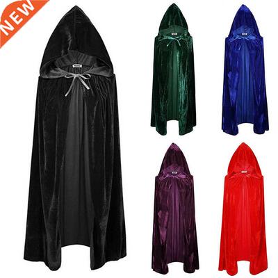 Adult Halloween Velvet Cloak Cape Hooded Medieval Costume Wi