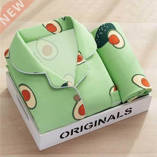 Kawaii Pajamas Girls Cotton Pyjamas Femme Avocado Pijamas Au