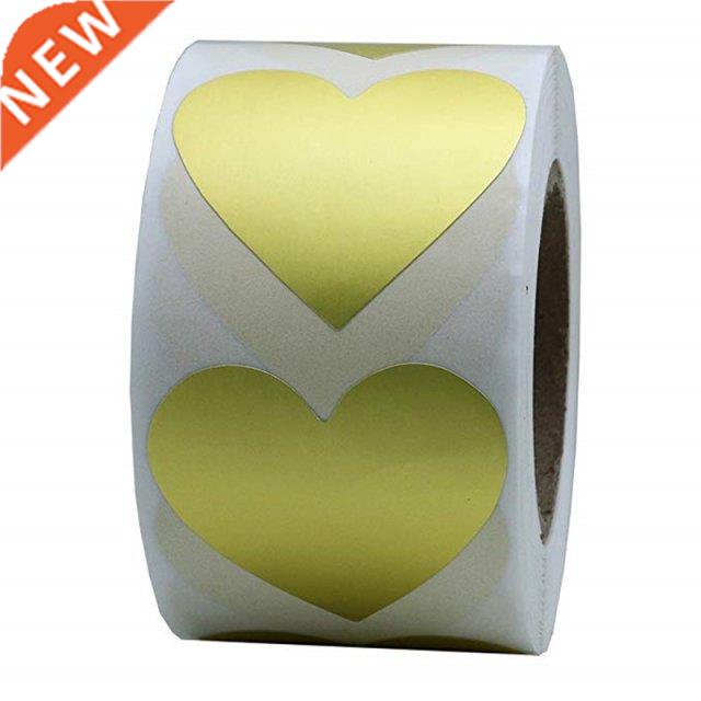 100-500pcs Seal Labels Stickers Heart Shape Of Gold Stickers